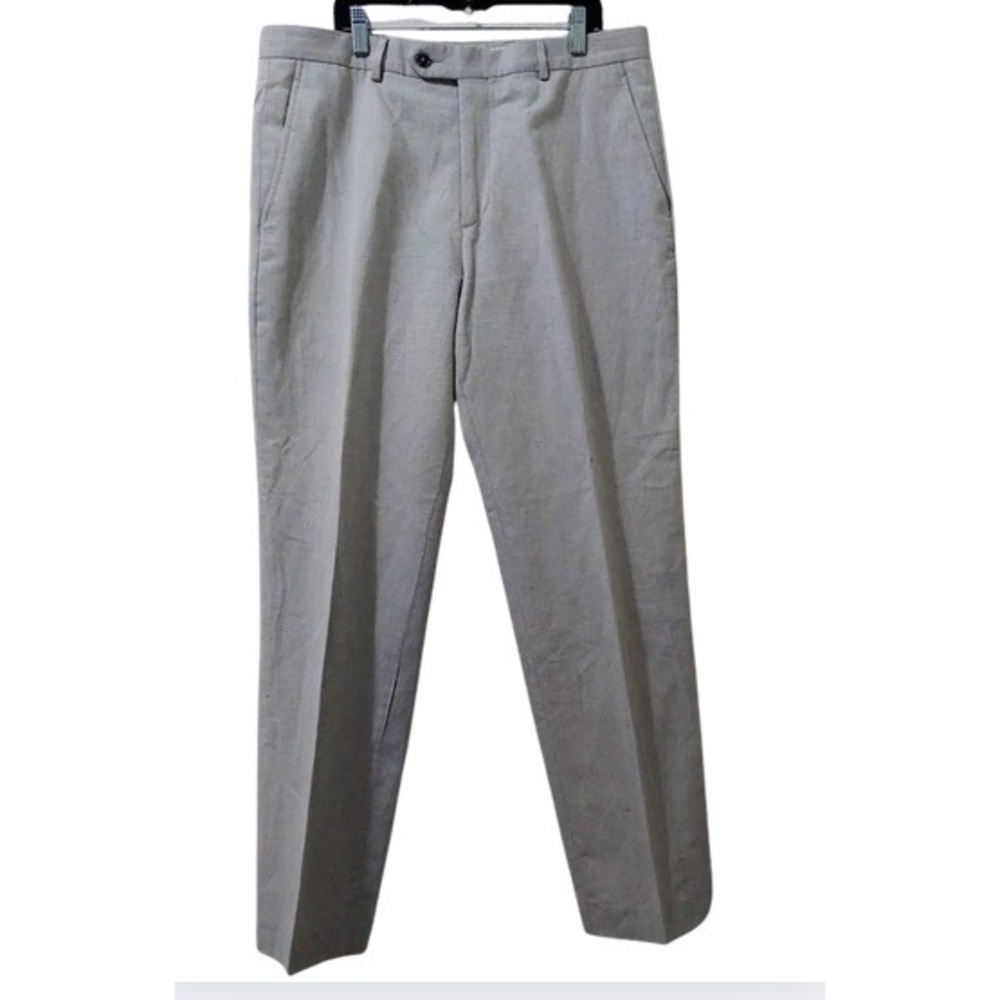 Stafford Tailored Culture Men Dress Pants Beige 34x30 Business  Flat Front